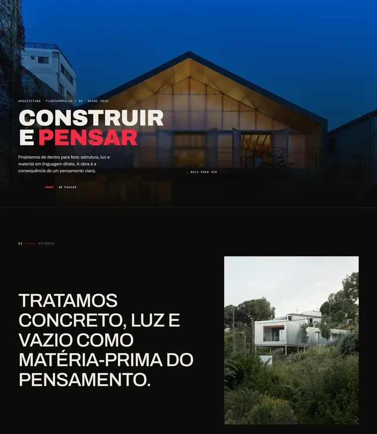 Topo da página inicial do site Estúdio Lentz