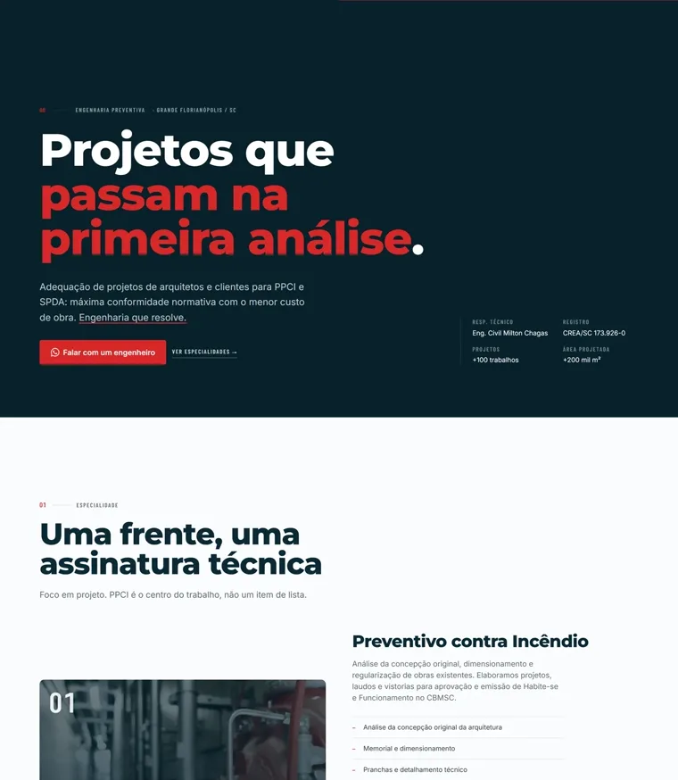 Topo da página inicial do site MJ Engenharia