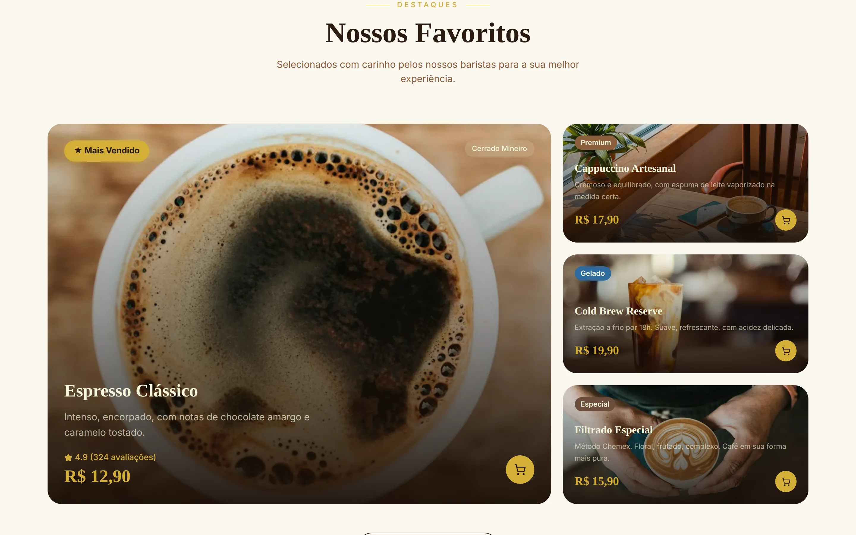 Café Aroma — tela 2 do site