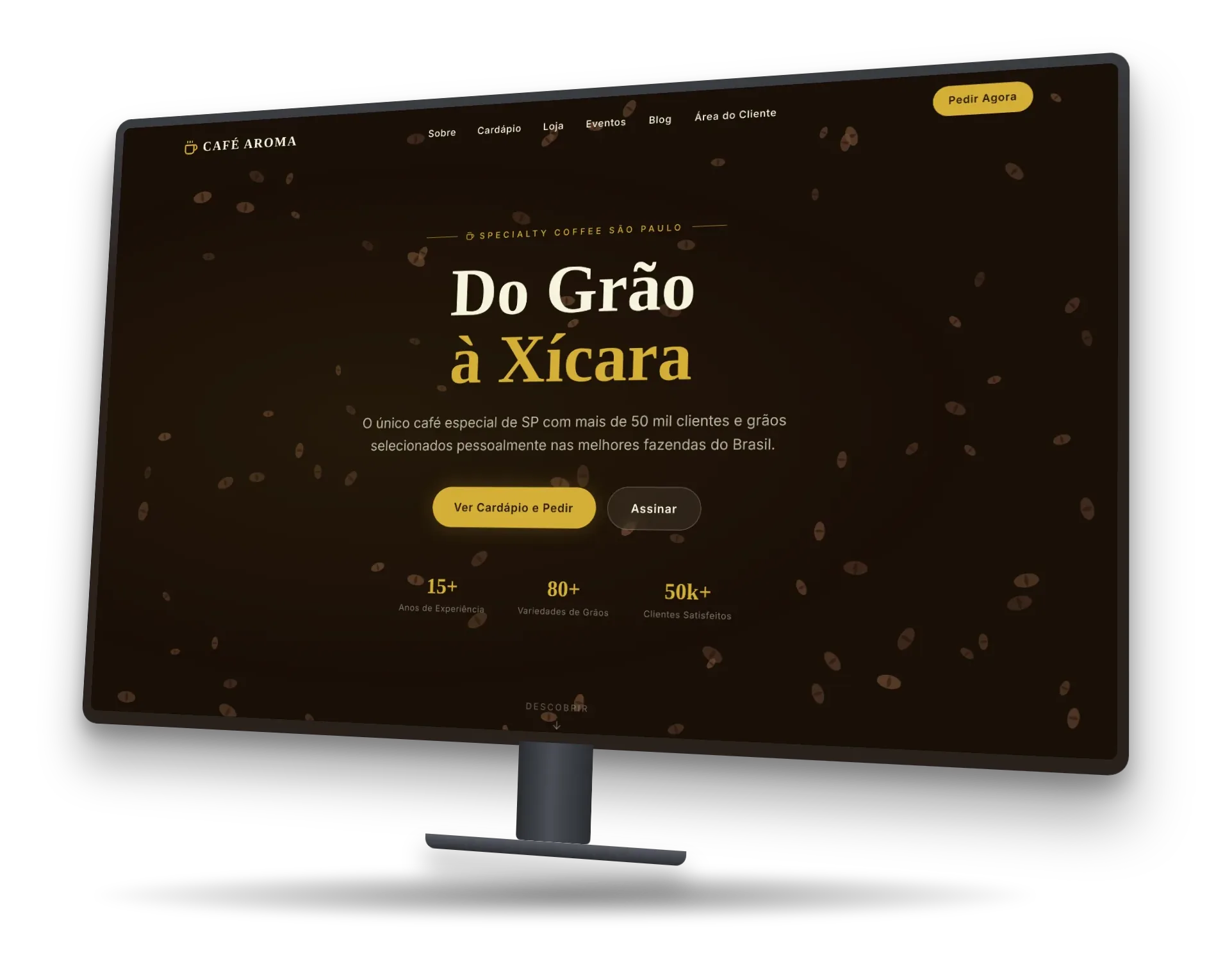 Café Aroma — mockup 3D desktop