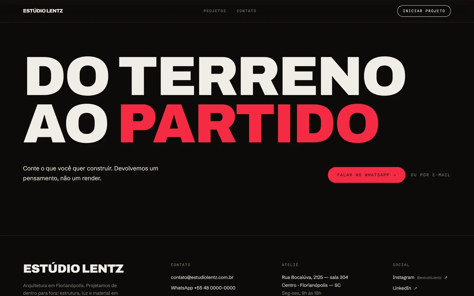 Estúdio Lentz — tela 3 do site