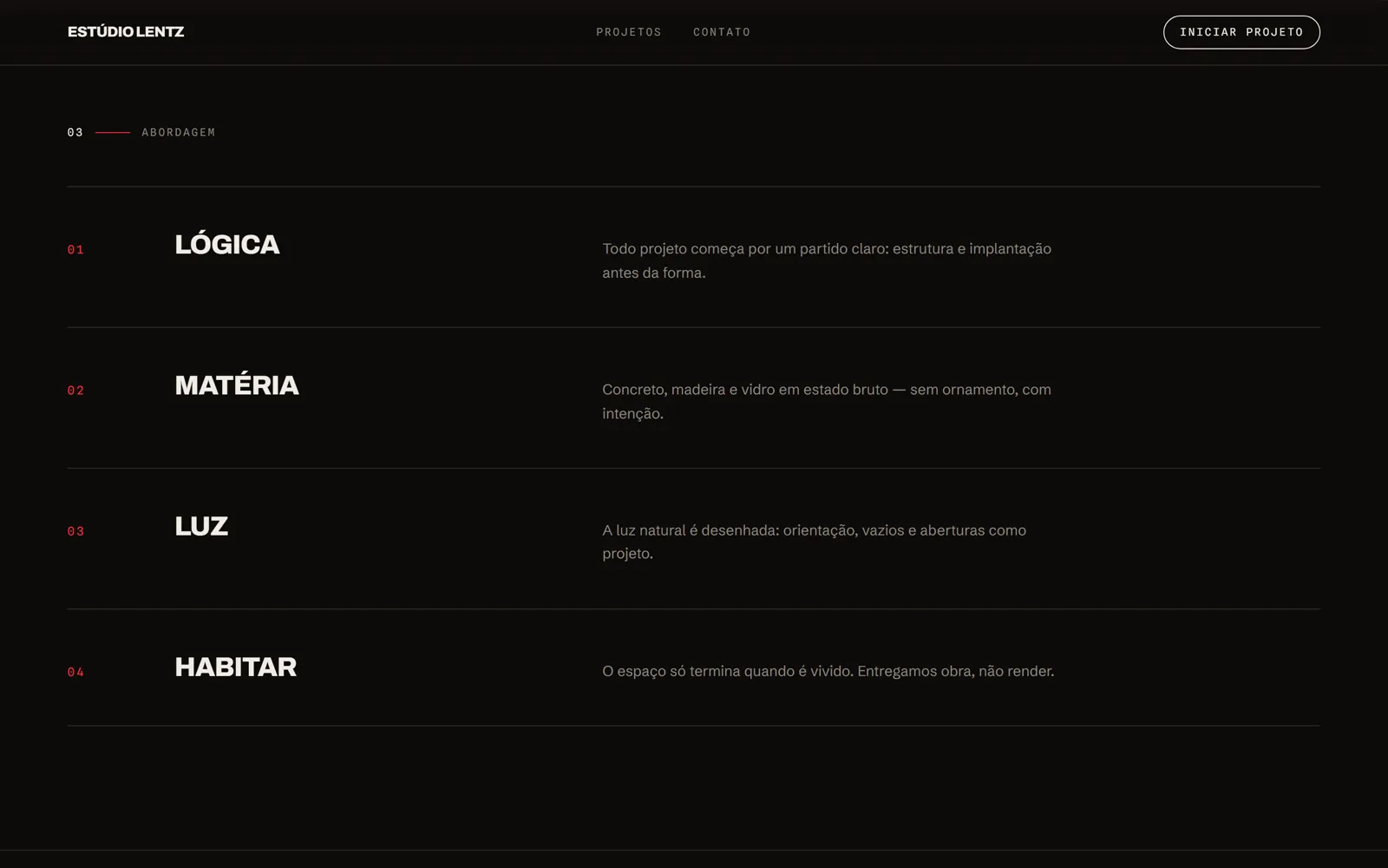 Estúdio Lentz — tela 5 do site