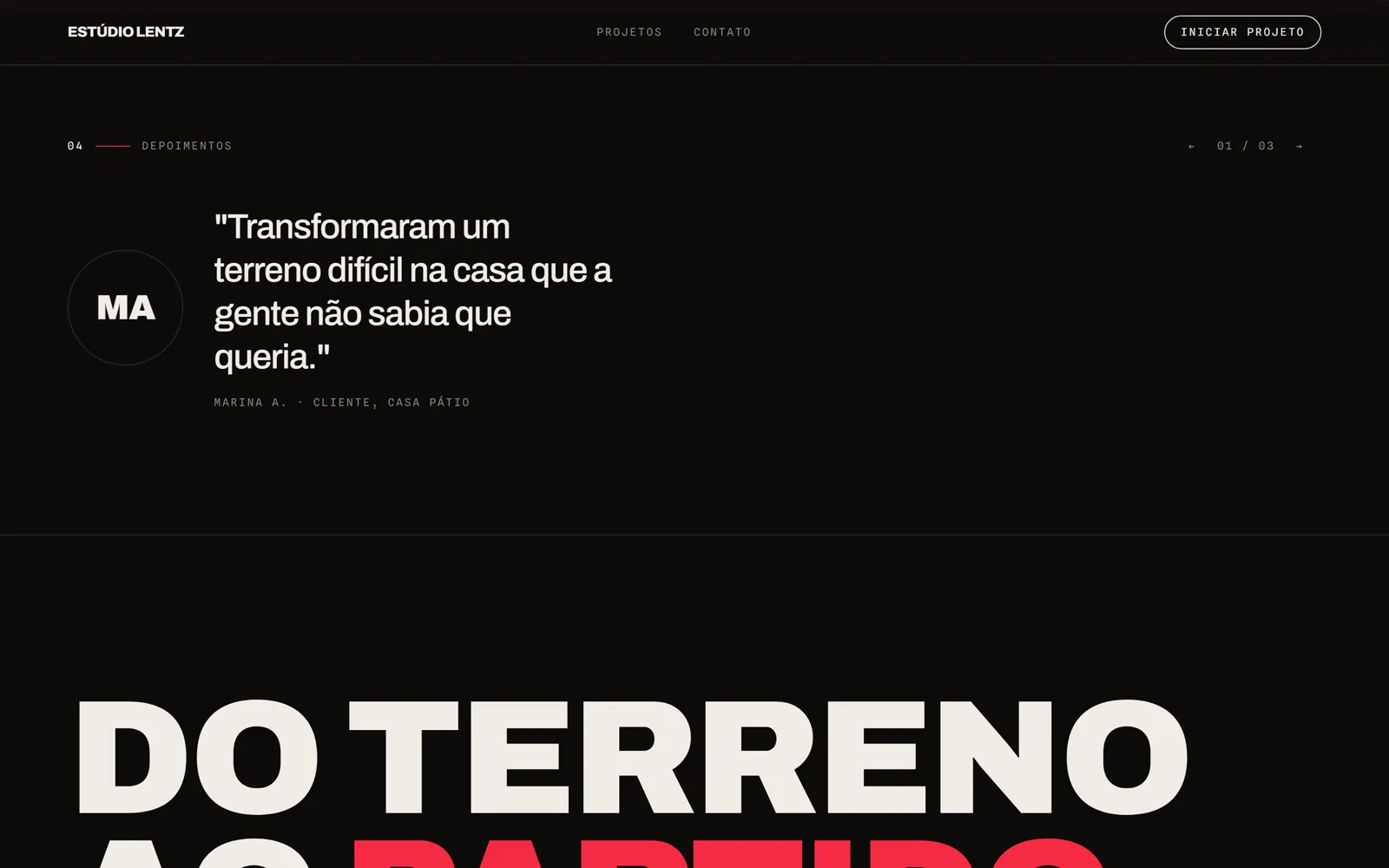 Estúdio Lentz — tela 6 do site