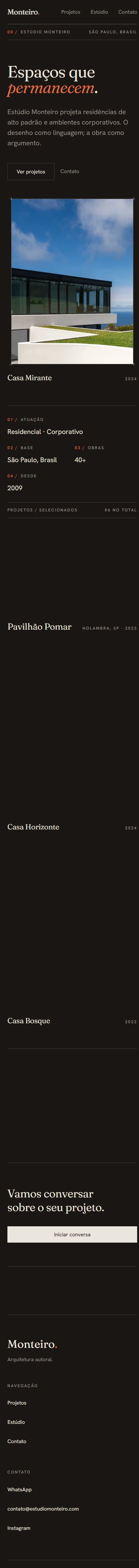 Estúdio Monteiro — site mobile