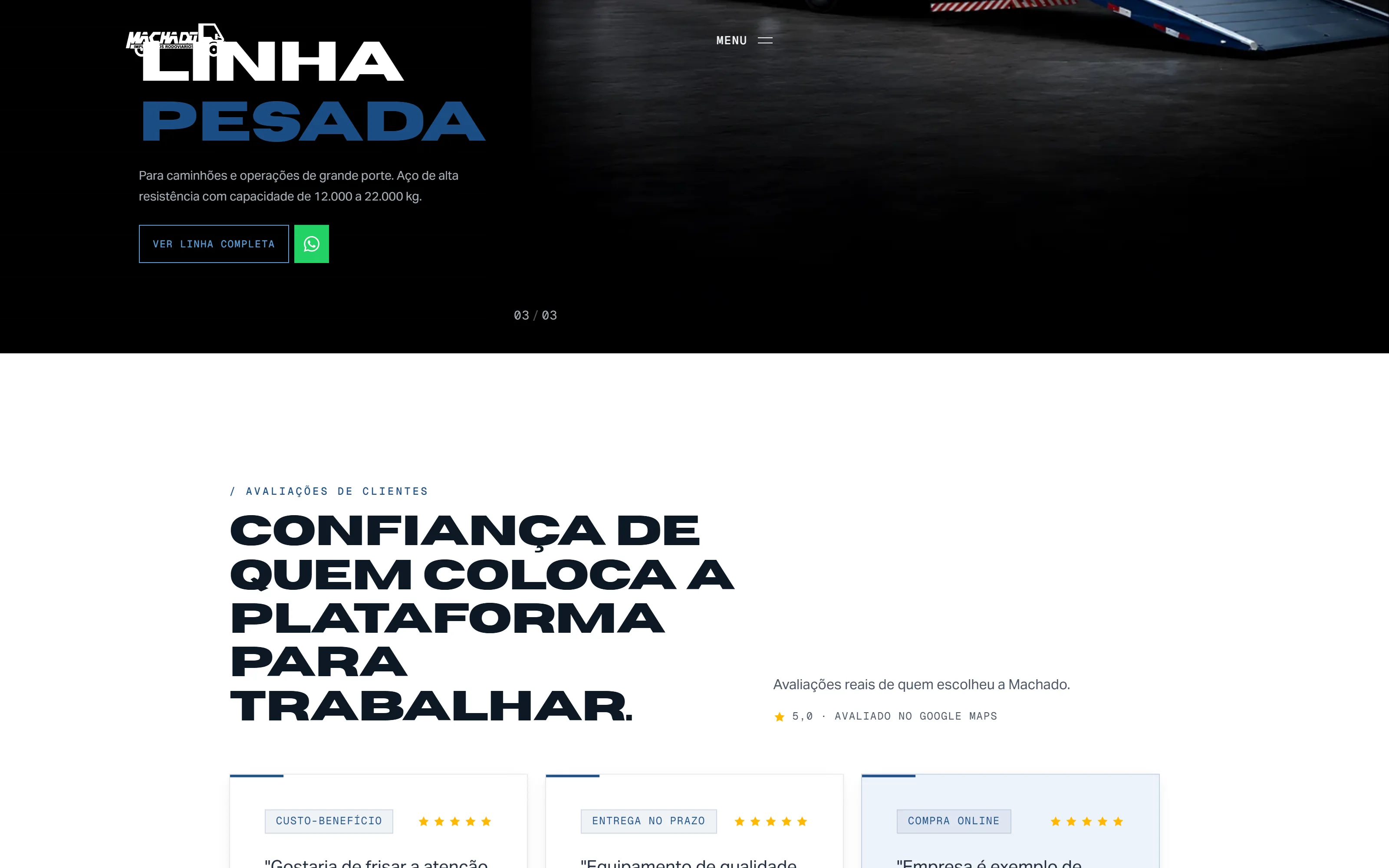 Machado Plataformas — tela 9 do site