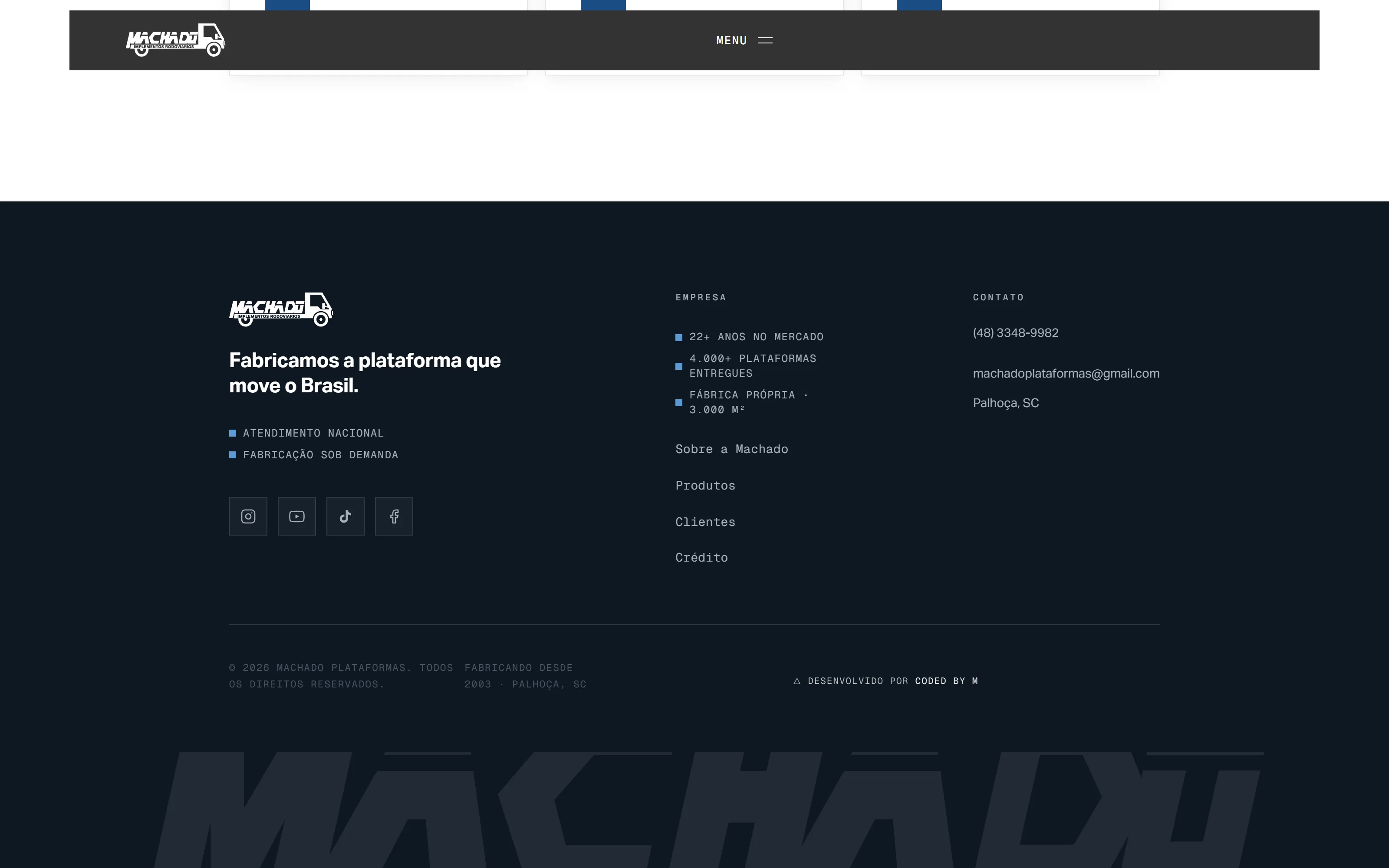Machado Plataformas — tela 5 do site