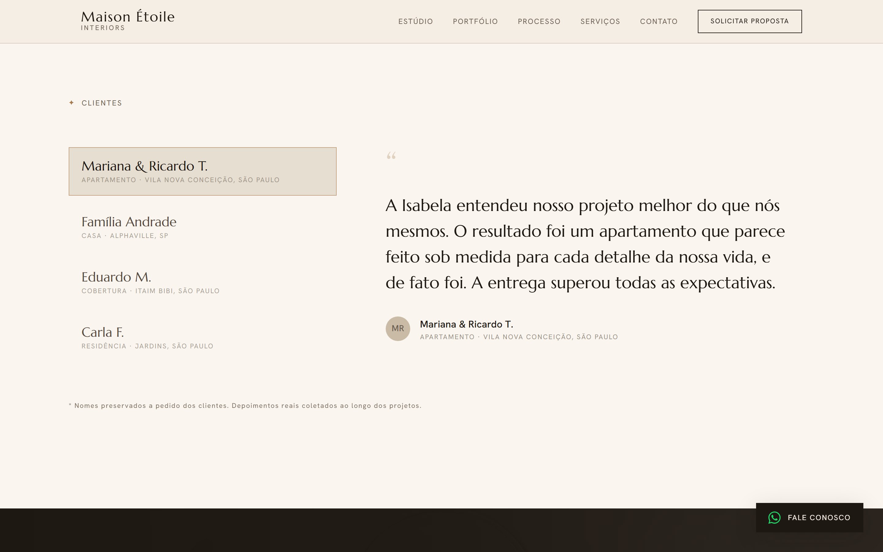 Maison Étoile Interiors — tela 4 do site