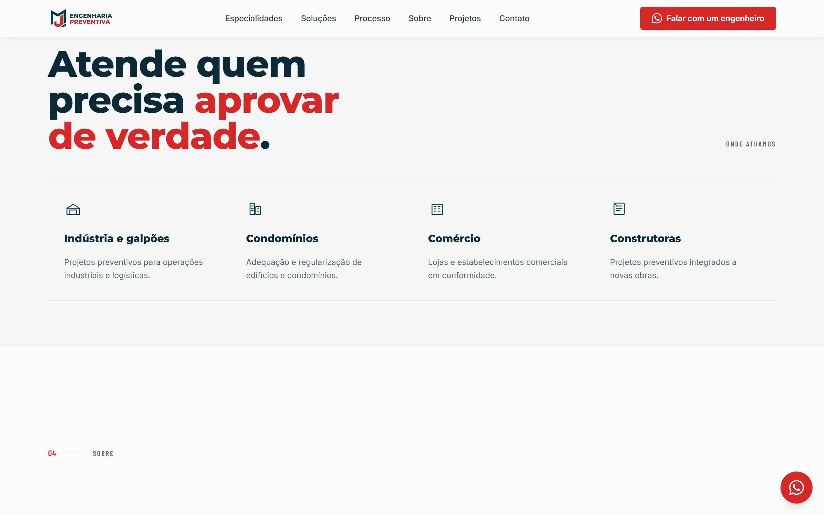 MJ Engenharia — tela 3 do site