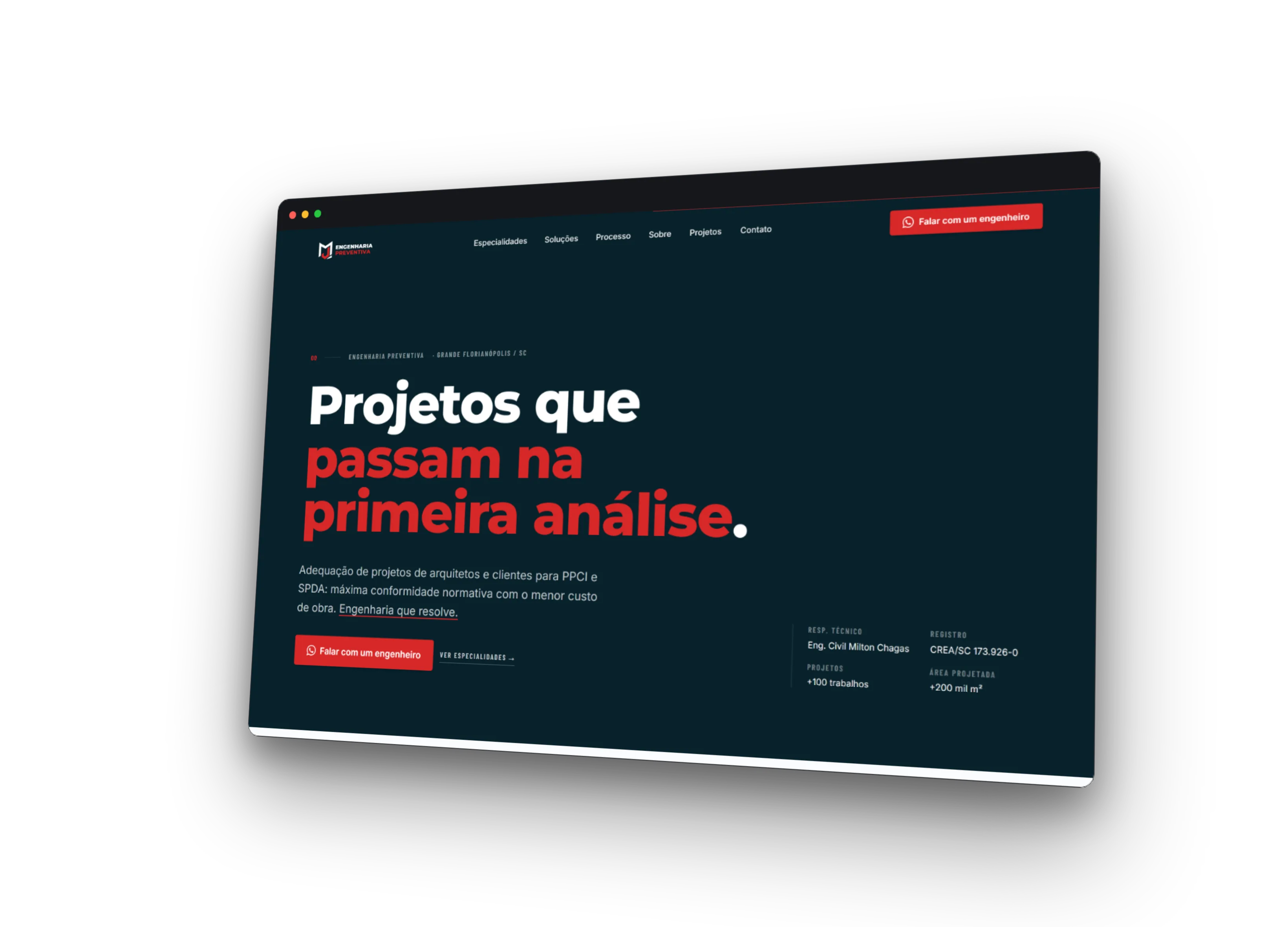 MJ Engenharia — mockup 3D desktop