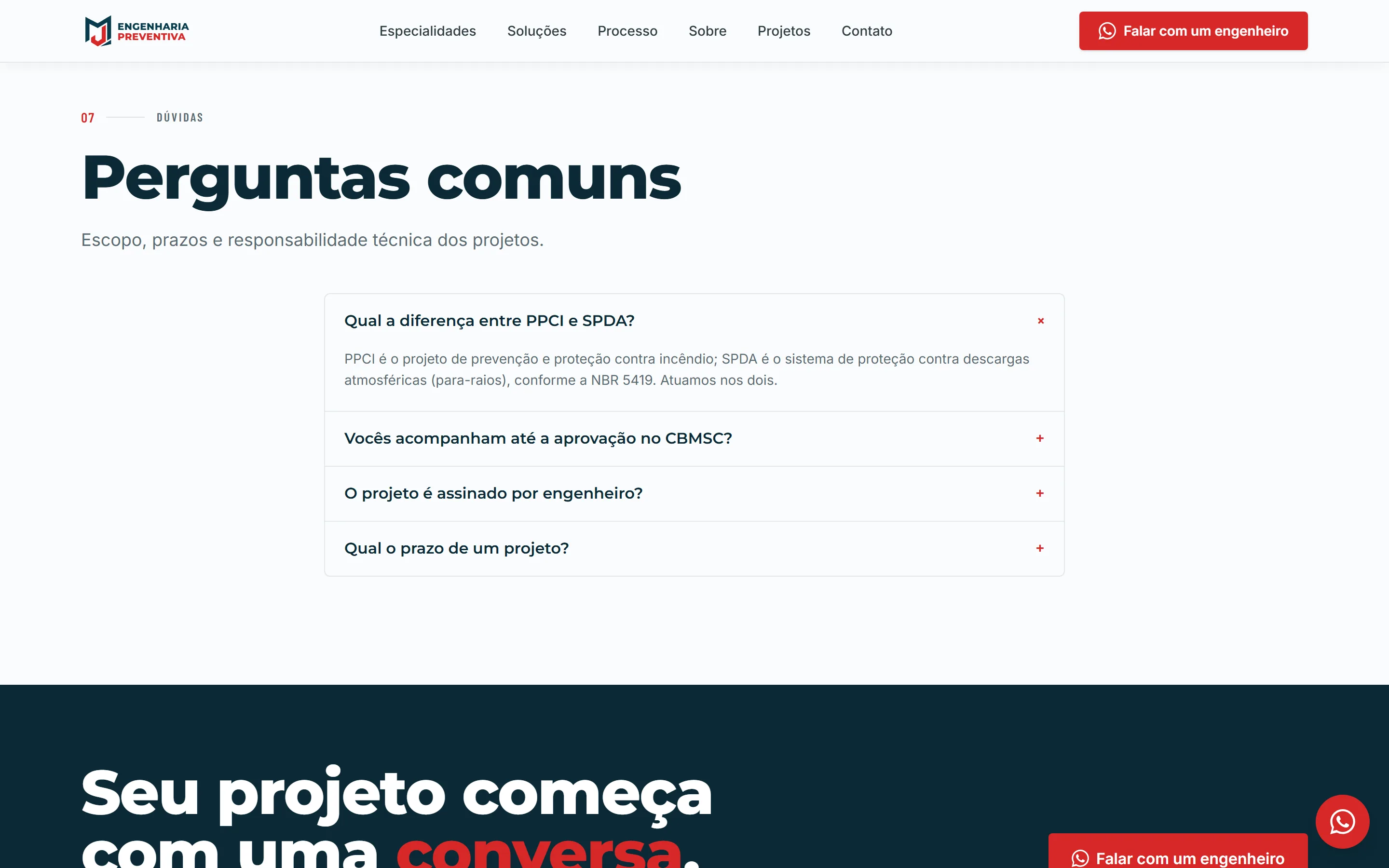 MJ Engenharia — tela 6 do site