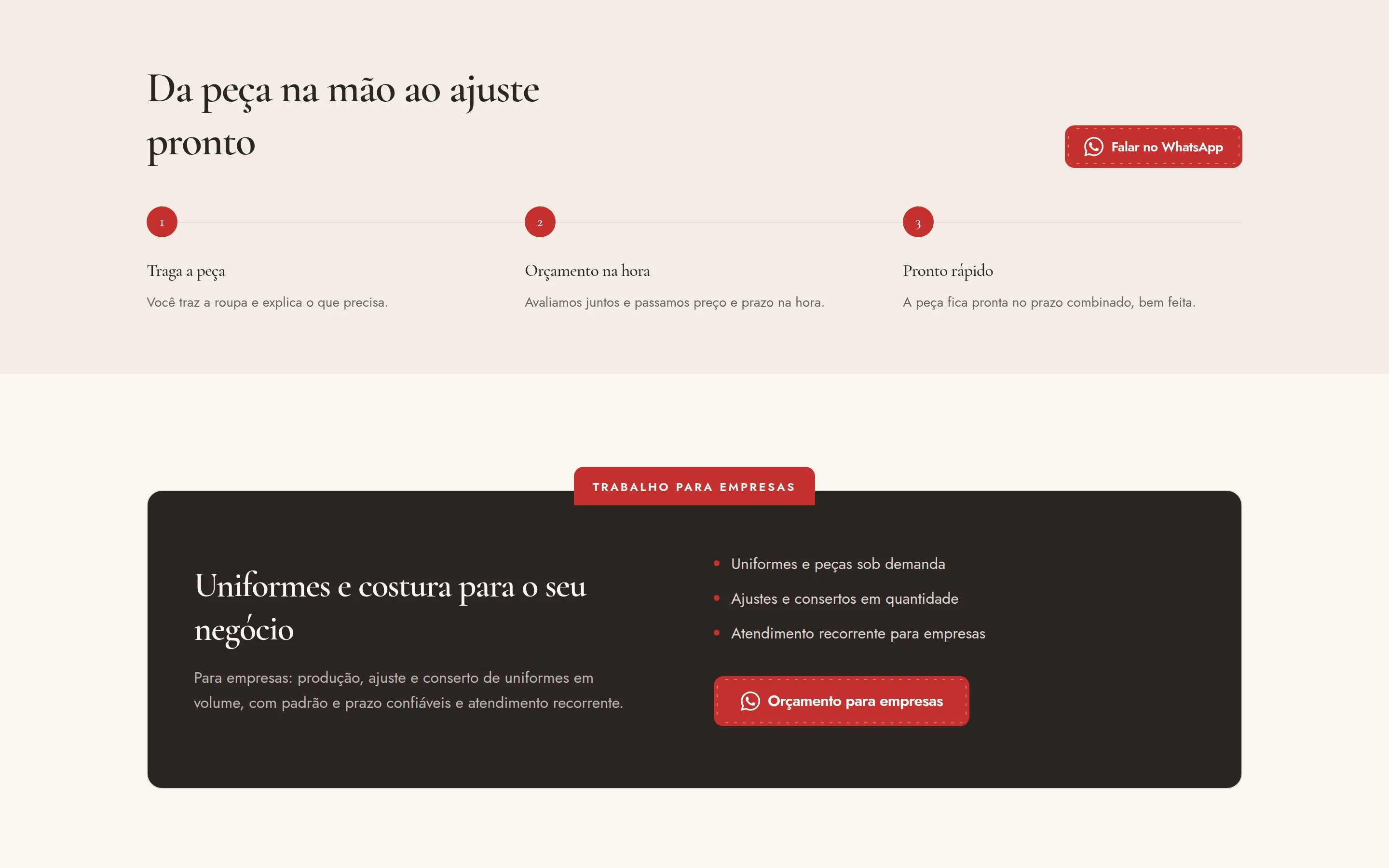 Valdete Costuras — tela 4 do site